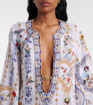 Cutout printed linen kaftan | Camilla