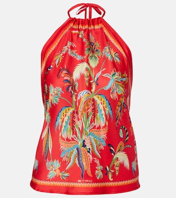 Printed halterneck silk twill top | Etro