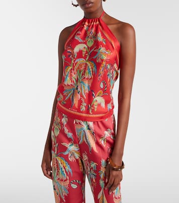 Printed halterneck silk twill top | Etro