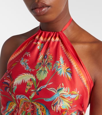Printed halterneck silk twill top | Etro