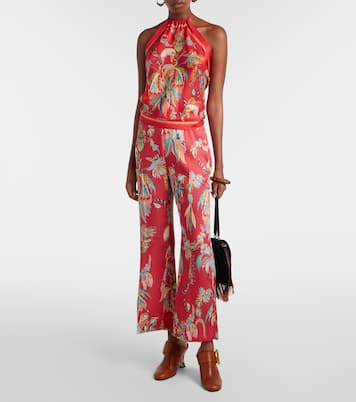 Printed halterneck silk twill top | Etro