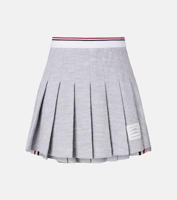 Pleated cotton-blend tweed miniskirt | Thom Browne