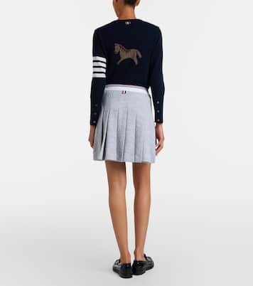 Pleated cotton-blend tweed miniskirt | Thom Browne