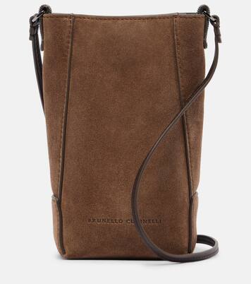 Duo Mini Monili suede phone pouch | Brunello Cucinelli