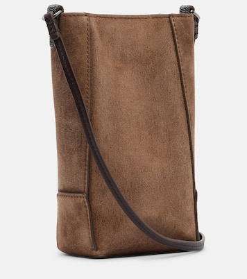 Duo Mini Monili suede phone pouch | Brunello Cucinelli