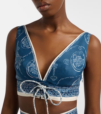 توب كروب من الكتان بطبعات Lucky | Alémais