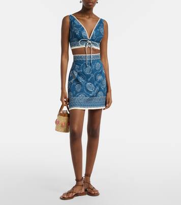 توب كروب من الكتان بطبعات Lucky | Alémais