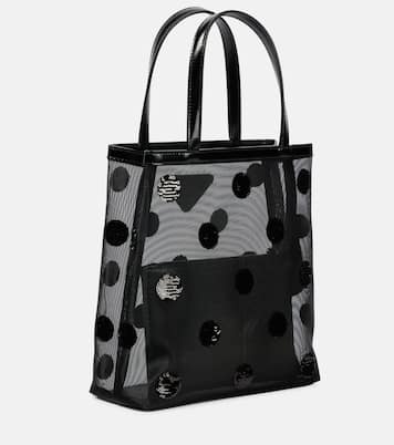 스몰 레더 트리밍 메쉬 토트백 | Prada