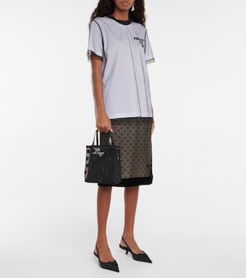 스몰 레더 트리밍 메쉬 토트백 | Prada