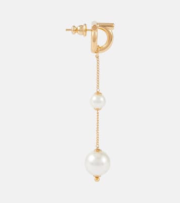 Gancini faux pearl drop earrings | Ferragamo