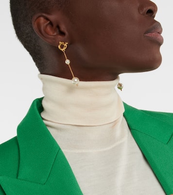 Gancini faux pearl drop earrings | Ferragamo