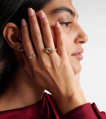 Virgo 18kt gold linked rings with white diamonds | Spinelli Kilcollin