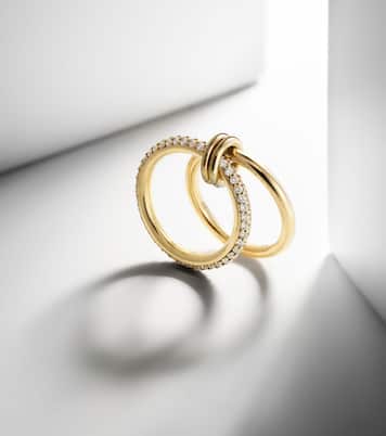 Virgo 18kt gold linked rings with white diamonds | Spinelli Kilcollin