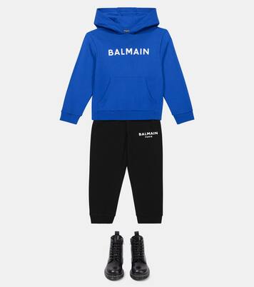 Sweat-shirt à capuche en coton à logo | Balmain Kids