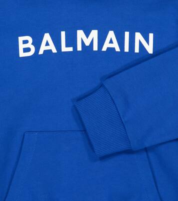 Sweat-shirt à capuche en coton à logo | Balmain Kids