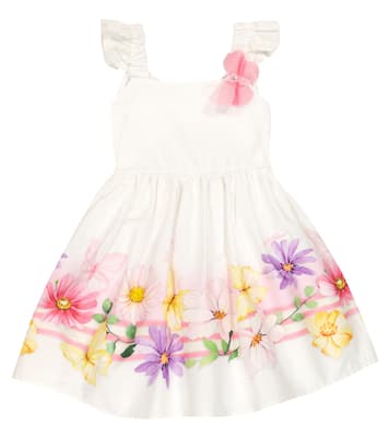 Appliqué floral cotton poplin dress | Monnalisa