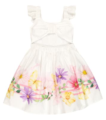 Appliqué floral cotton poplin dress | Monnalisa