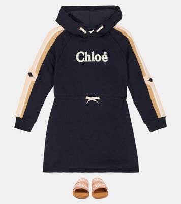 Logo cotton jersey hoodie dress | Chloé Kids