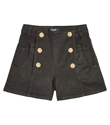 Button-embellished cotton-blend shorts | Balmain Kids