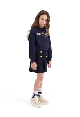 Button-embellished cotton-blend shorts | Balmain Kids