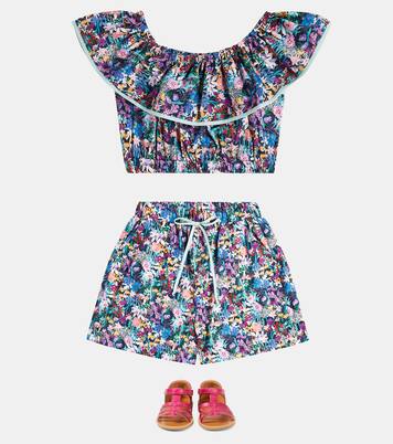 Ruffled floral cotton crop top | Paade Mode