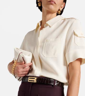 Croc-effect leather belt | Victoria Beckham