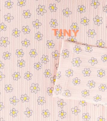 Daisies floral mock neck cotton top | Tinycottons