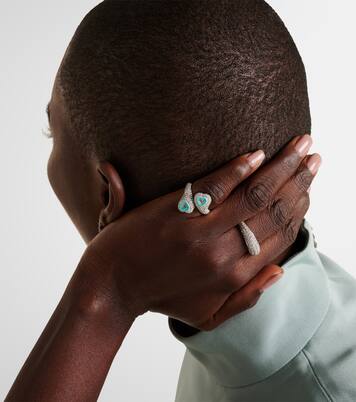 Gemini Heart 18kt white gold pinky ring with diamonds | Kamyen