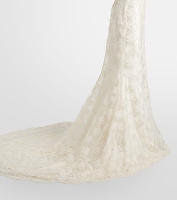 Bridal Adena floral lace-trimmed wool and silk gown | Danielle Frankel
