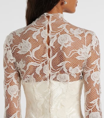 Bridal Adena floral lace-trimmed wool and silk gown | Danielle Frankel