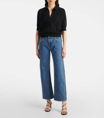 Shrunked Jo cashmere-blend polo sweater | Khaite