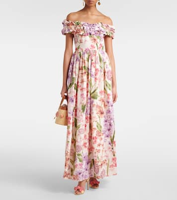 Espliego floral linen maxi dress | Agua by Agua Bendita
