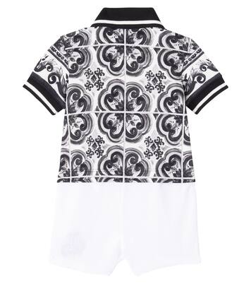 Baby Majolica cotton piqué playsuit | Dolce&Gabbana Kids