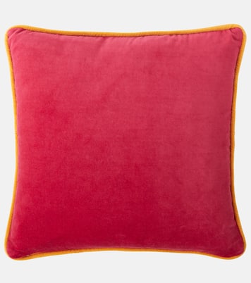 Tropical embroidered cotton velvet cushion | Les-Ottomans