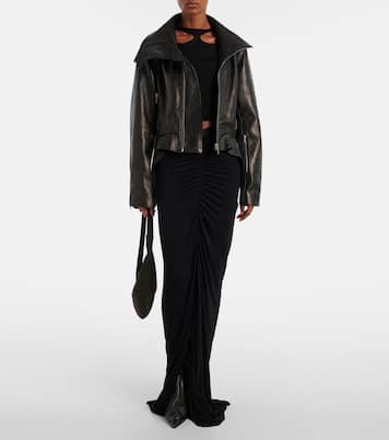 Asymmetric leather jacket | Rick Owens