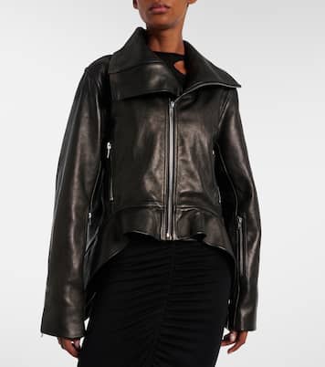 Asymmetric leather jacket | Rick Owens