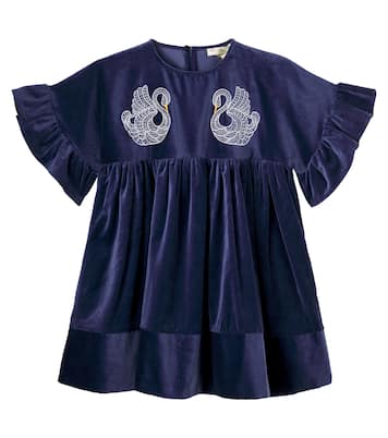 Robe brodée en velours de coton | Stella McCartney Kids