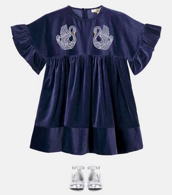 Robe brodée en velours de coton | Stella McCartney Kids