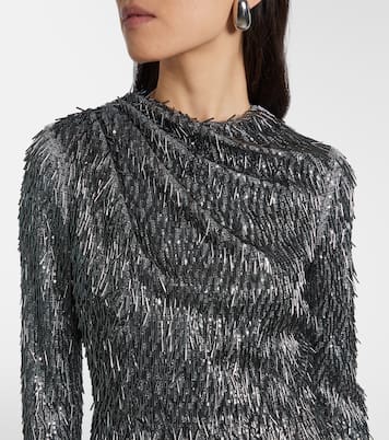 亮片垂褶加长连衣裙 | Erdem