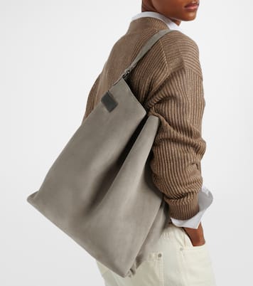 Tote Bag Essence Monili Large aus Veloursleder | Brunello Cucinelli