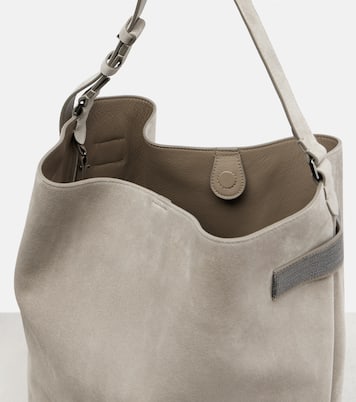 Tote Bag Essence Monili Large aus Veloursleder | Brunello Cucinelli