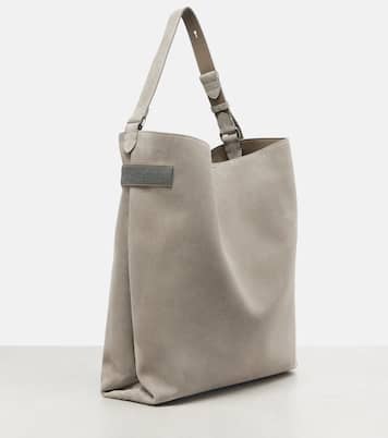 Tote Bag Essence Monili Large aus Veloursleder | Brunello Cucinelli