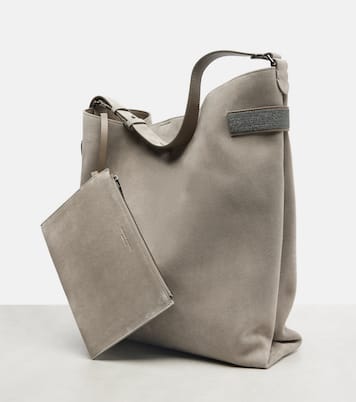 Tote Bag Essence Monili Large aus Veloursleder | Brunello Cucinelli
