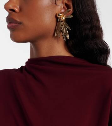 Crystal-embellished clip-on earrings | Carolina Herrera