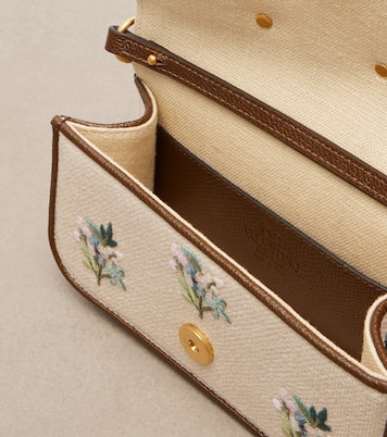 Bestickte Henkeltasche Locò Small aus Leinen | Valentino Garavani