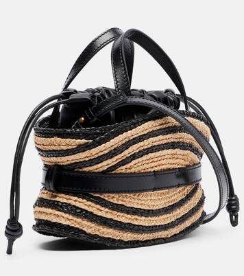 Raffia-effect striped top-handle bag | Balmain