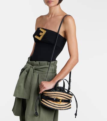 Raffia-effect striped top-handle bag | Balmain