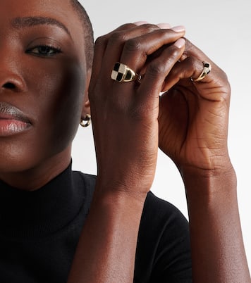 Damier 9kt gold ring with diamonds and onyx | Yvonne Léon