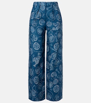 Lucky printed linen wide-leg pants | Alémais
