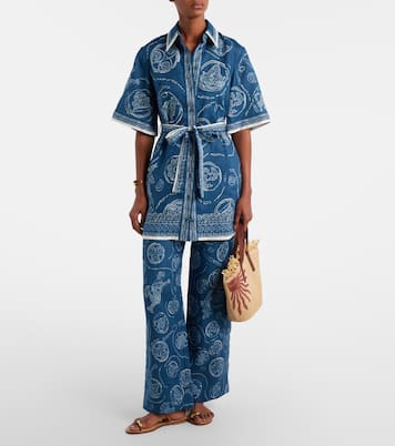 Lucky printed linen wide-leg pants | Alémais